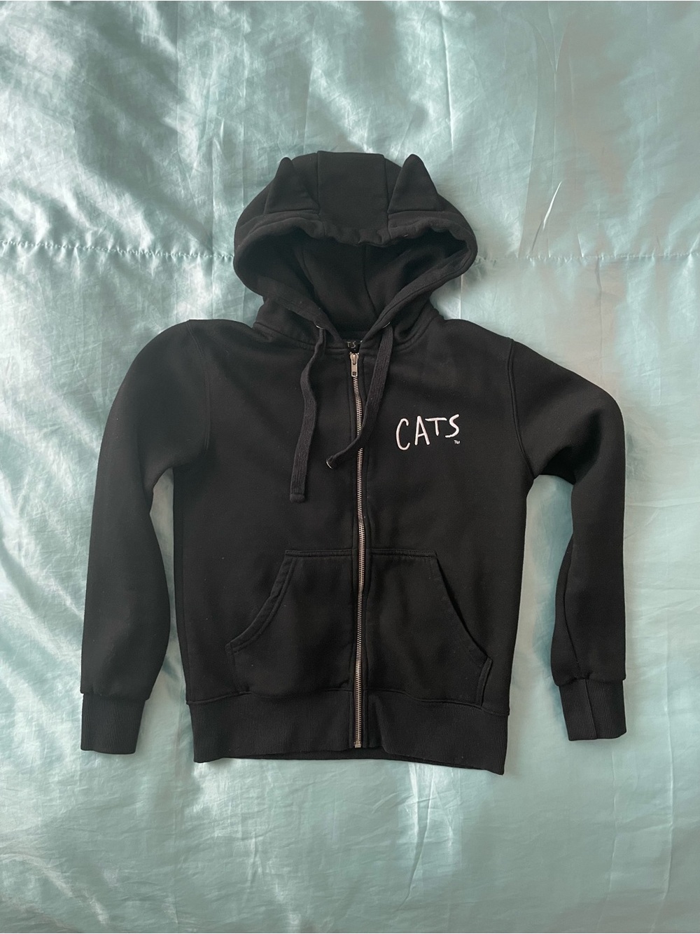 CATS (the musical) Black Zip-Up Hoodie with 3D ears, size small